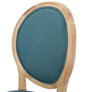 English Elm Kd French Country Rubberwood Dining Chairs Fluted Legs Padded Seat Set of 2 Teal 60352.00