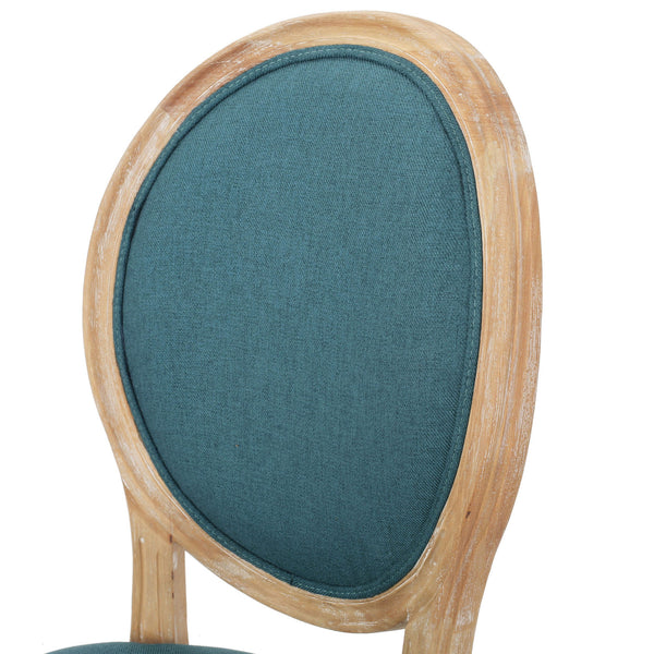 English Elm Kd French Country Rubberwood Dining Chairs Fluted Legs Padded Seat Set of 2 Teal 60352.00
