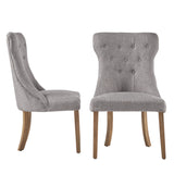 Homelegance By Top-Line Marsean Button Tufted Dining Chairs (Set of 2) Natural Rubberwood