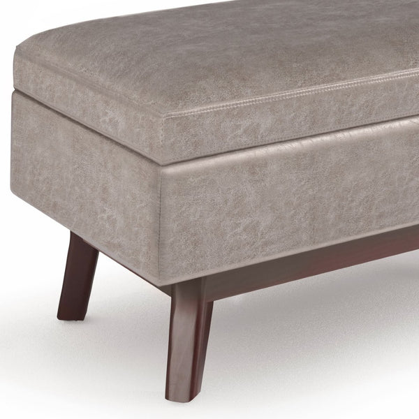 English Elm Owen - Stylish Mid-Century Small Rectangular Storage Ottoman In Distressed Grey Taupe Faux Leather B136P159199-GIGA