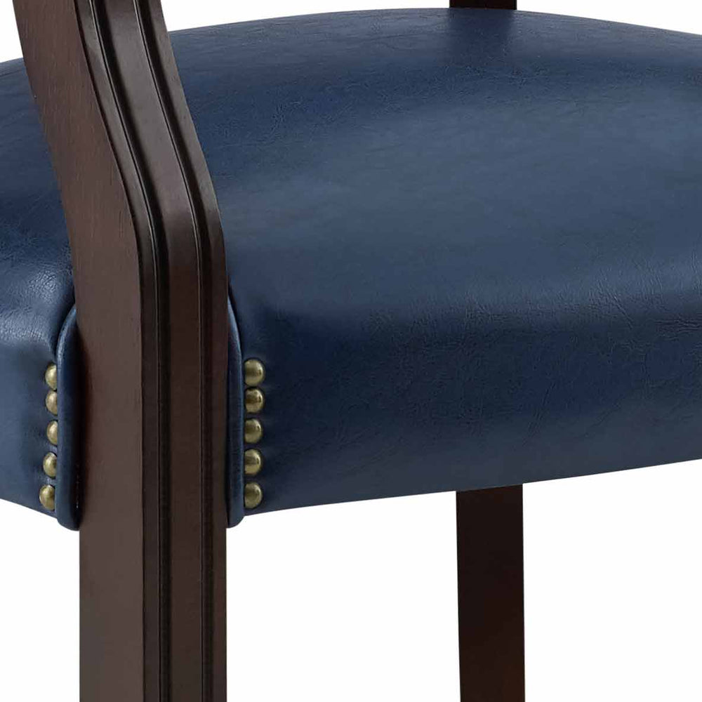 English Elm Steve Silver - Tournament Captain Arm Chair with Casters, Medium Cherry Frame, Blue Faux Leather, Nailhead Trim, Swivel Comfort B081P157248