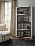 Contemporary 4-Shelf Sliding Door Bookcase Multi with White Finish P021773 Pulaski Furniture