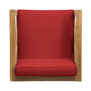 English Elm Brava Outdoor Acacia Wood Club Chair with Slatted Cross-back Mid-century Patio Design 65545.00RED