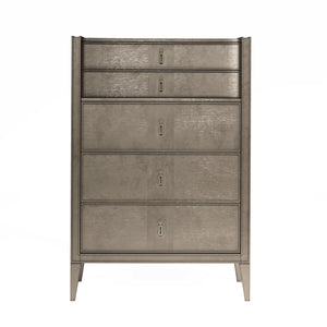 A.R.T. Furniture Cove Drawer Chest: Glamorous Mica Finish, Five Drawers, Cedar-lined Storage, Modern Design & Style Grey Rubberwood Solids,Primavera Veneers,Metal 349150-2743