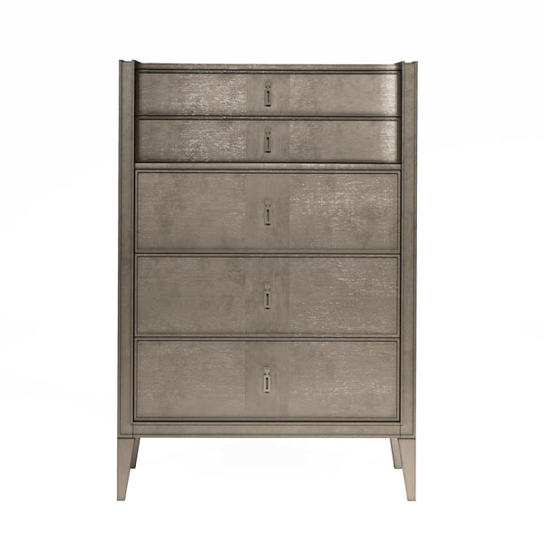A.R.T. Furniture Cove Drawer Chest: Glamorous Mica Finish, Five Drawers, Cedar-lined Storage, Modern Design & Style Grey Rubberwood Solids,Primavera Veneers,Metal 349150-2743