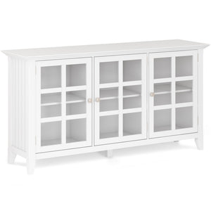 English Elm Acadian Wide Storage Cabinet - Elegant White Wood With Glass Doors & Adjustable Shelves For Any Room B136P158290