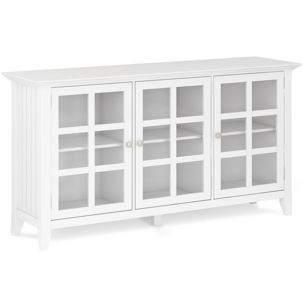 English Elm Acadian Wide Storage Cabinet - Elegant White Wood With Glass Doors & Adjustable Shelves For Any Room B136P158290