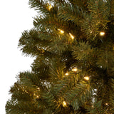 Christopher Knight Home® - Noble House - 7-foot Noble Fir Pre-Lit Clear String Light Hinged Artificial Christmas Tree