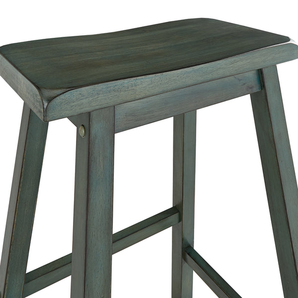 Homelegance By Top-Line Barrett Saddle Seat 29-inch Bar Height Backless Stools (Set of 2) Green Rubberwood