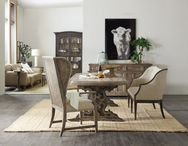 Hooker Furniture La Grange Le Vieux Double Pedestal Dining Table With Two 18" Leaves, Reclaimed Barnwood Finish 6960-75200-81