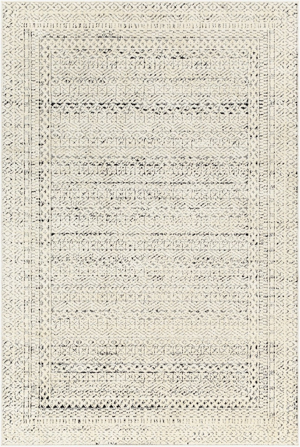 Livabliss La Boheme Global Pattern Machine Woven Accent Rug for Entryways and Bedroom Floors Ivory, Black 5'3" x 7' LHB2300-537
