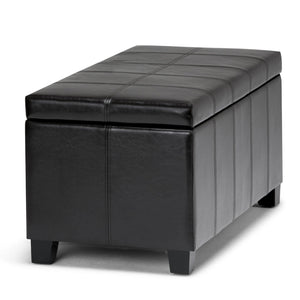 English Elm Dover Storage Ottoman Bench - Stylish Midnight Black Faux Leather With Hidden Storage & Comfort B136P159033