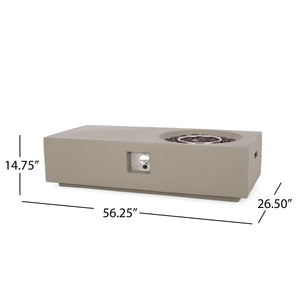 English Elm Rectangle Mgo Outdoor Fire Pit Table 50000 Btu Concrete Finish Modern Lounge 74003.00LGRY-50K
