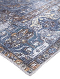 Feizy Rugs Percy Transitional Medallion Area Rug - Durable, Machine Washable, Stylishly Distressed Design For Any Space Blue,Ivory,Brown Polyester,Cotton,Viscose Prc39aifblu000c00