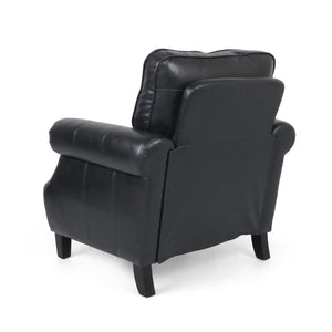 English Elm Club Chair Faux Leather Deep Seat Lounge with Dark Birch Legs for Living Room 71403.00PUMDNT