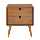 Homelegance By Top-Line Lucien Oak Finish 2-Drawer Nightstand Natural Rubberwood