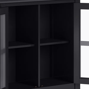 English Elm Artisan Low Storage Cabinet - Elegant Black Design With Glass Doors And Adjustable Shelves For Versatile Use B136P158391