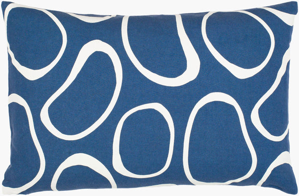 Surya Lachen Modern Minimalist 13"L X 20"W Cotton Lumbar Pillow - Chic Comfort For Every Living Space Dark Blue Cotton,Cotton Lhn001-1320p