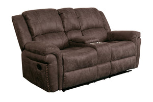 Porter Designs Porter St John Motion Reclining Love Seat - Plush Brown Leather-like Comfort For Stylish Living Brown Fabric 03-201-02-7625