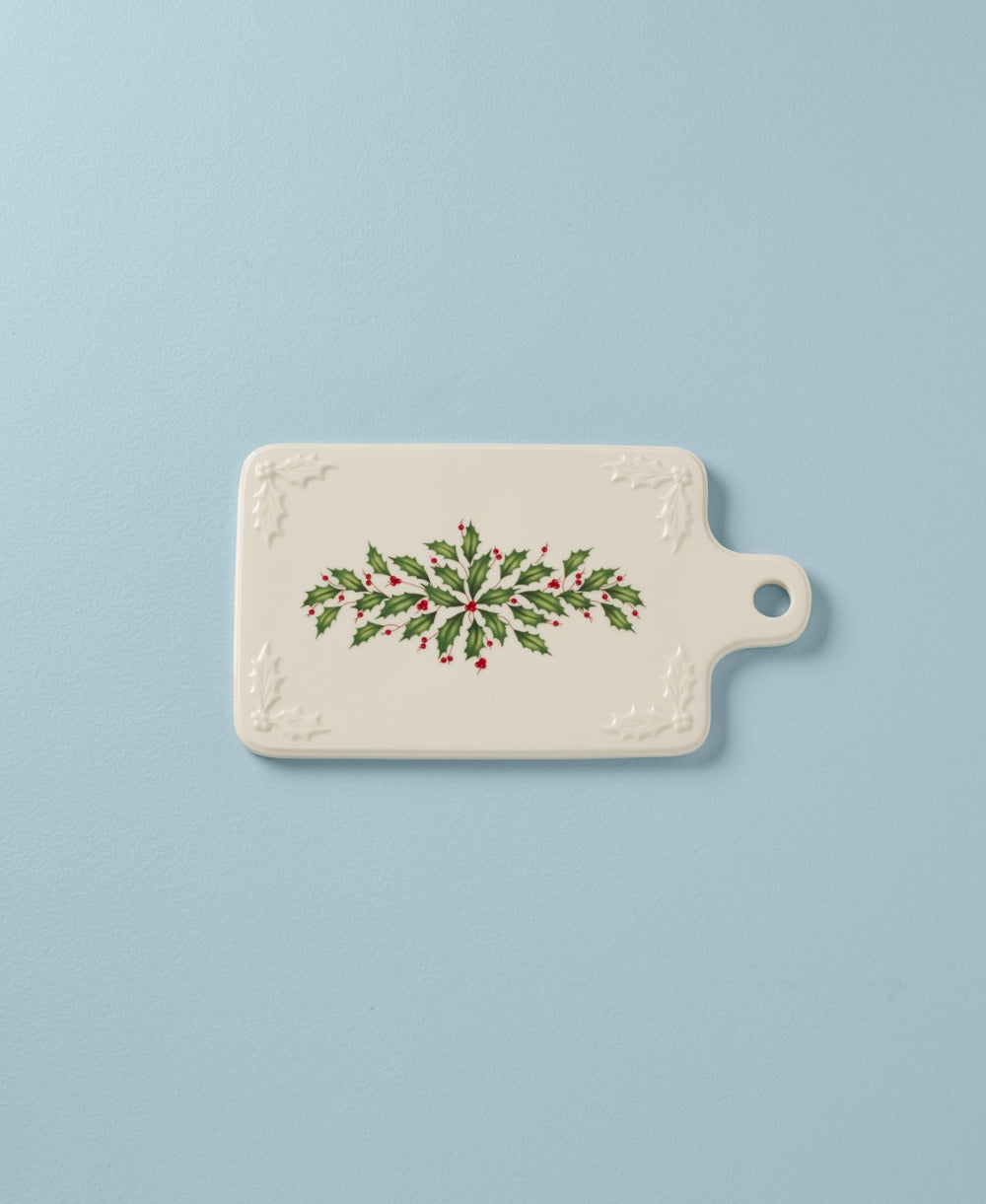 Lenox Holiday Cheese Slab Red & Green, IVORY PORCELAIN 890760
