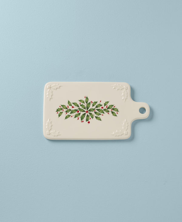 Lenox Holiday Cheese Slab Red & Green, IVORY PORCELAIN 890760