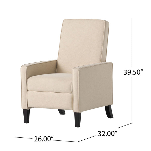 English Elm Christopher Knight Home® - Minimalist Push Back Chair with Thick Cushion and Birch Wood Legs for Stylish, Durable Comfort Beige 57444.00BEI