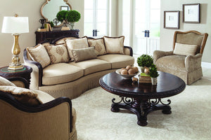 A.R.T. Furniture Giovanna Luxurious Golden Quartz Sofa With Down-blend Pillows, Nail Head Trim & Elegant Design Brown, Beige Material, Fabric 509501-5327ab