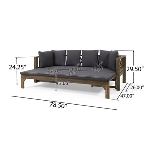English Elm Christopher Knight Home® - Outdoor Acacia Wood Expandable Daybed Sofa With Cushions – Stylish Patio Lounge Chair For Relaxation 74327.00GDGRY