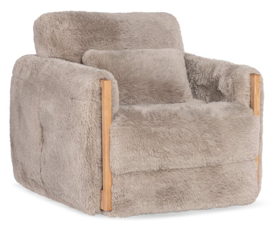 Hooker Furniture Meridian Plush Yakity Yak Granite Swivel Chair With Ergonomic Pillow, 360° Motion & Light Wood Trim SS417-SW-474