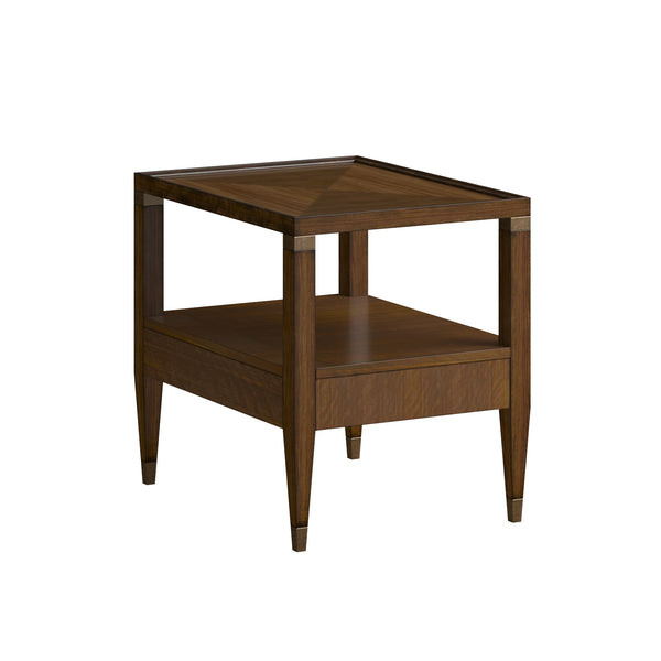 A.R.T. Furniture Eave Elegant End Table: Quartered Walnut Top With Diamond Pattern & Stylish Burnished Gold Legs Brown Material(S), Poplar And Parawood Solids,Walnut Veneer 336304-1860