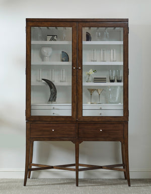 Modern Wood Bar Cabinet with Glass Doors and Storage Drawers Brown with Walnut Wood Finish P301-BAR-K1 Pulaski Furniture