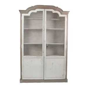 Tonny Cabinet - Charming Display with Chicken Wire Screen and Vintage Key for Rustic Home Decor
