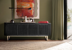 Hooker Furniture Commerce Easton Oak Wood Tv Console with Slatted Doors for Living Room Decor 7228-55050-99