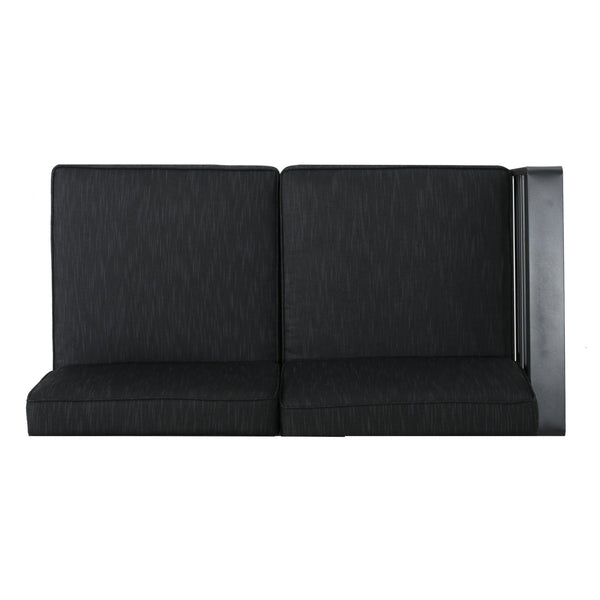 English Elm Cape Coral Outdoor Sectional Sofa Set with Aluminum Frame and Glass Top Coffee Table 57589.00GRY