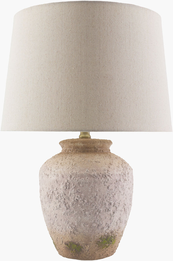 Surya Lianos Elegant 23" Accent Table Lamp With Exquisite Linen Shade For Timeless Traditional Decor Body, Terracotta,Shade (Outside), Wheat,Shade (Inside), White,Finial, Metallic ,Nickel,Harp, Metallic ,Nickel,Cord, Translucent Ceramic,Linen,Linen,Linen,Plastic,Iron Lia-001
