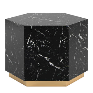 Homelegance By Top-Line Blaise Faux Marble Coffee Table with Casters Black Marble