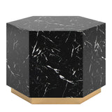 Homelegance By Top-Line Blaise Faux Marble Coffee Table with Casters Black Marble