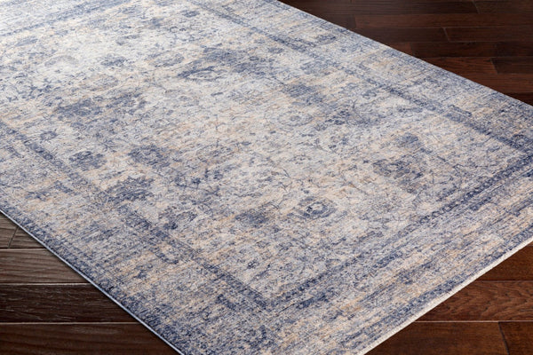 Livabliss Lincoln Traditional Fringe Area Rug Polyester Machine Woven Turkey Living Room Decor Navy, Denim 8'10" x 13'1" LIC2302-9131