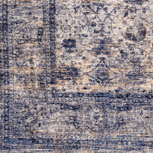 Livabliss Lincoln Traditional Fringe Area Rug Polyester Machine Woven Turkey Living Room Decor Navy, Denim 8'10" x 13'1" LIC2302-9131