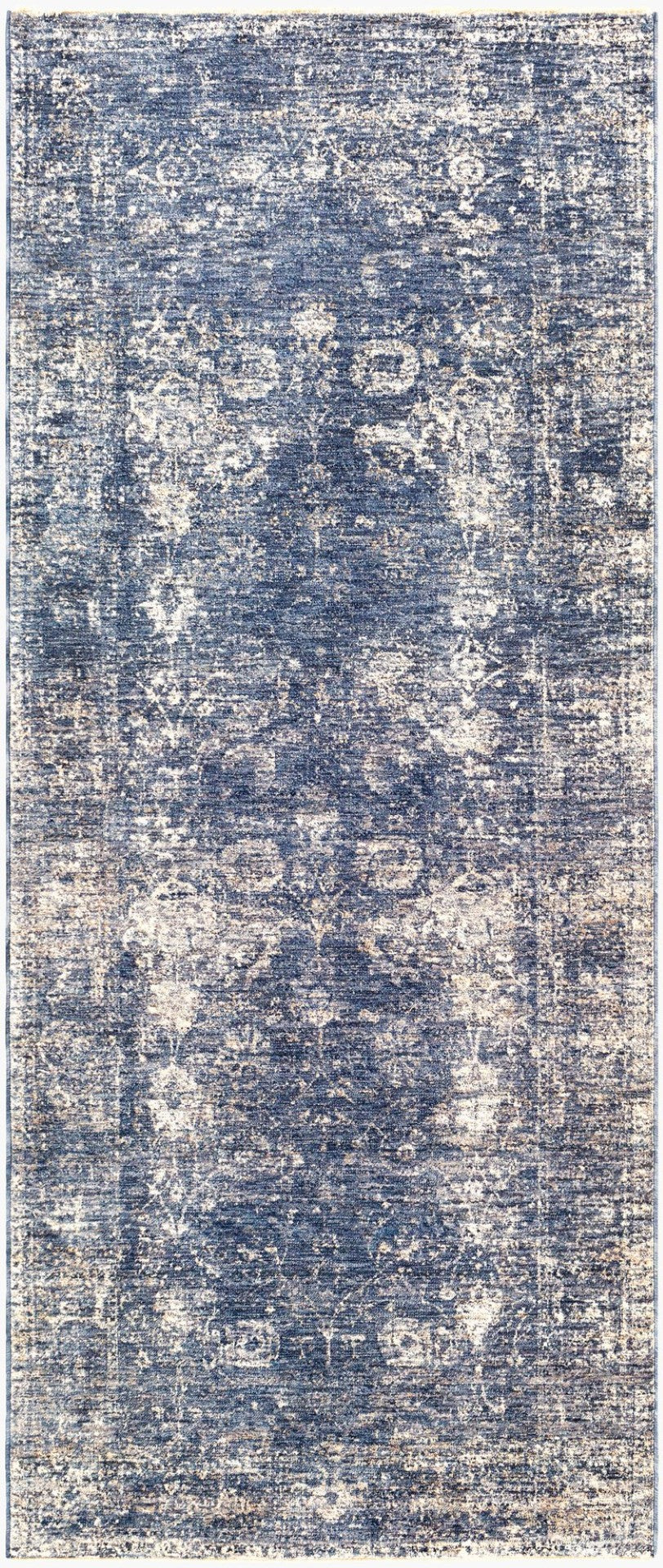Livabliss Lincoln Oversized Polyester Area Rug with Fringe Traditional Style for Living Dining Rooms Navy, Denim 3'3" x 10' LIC2303-3310