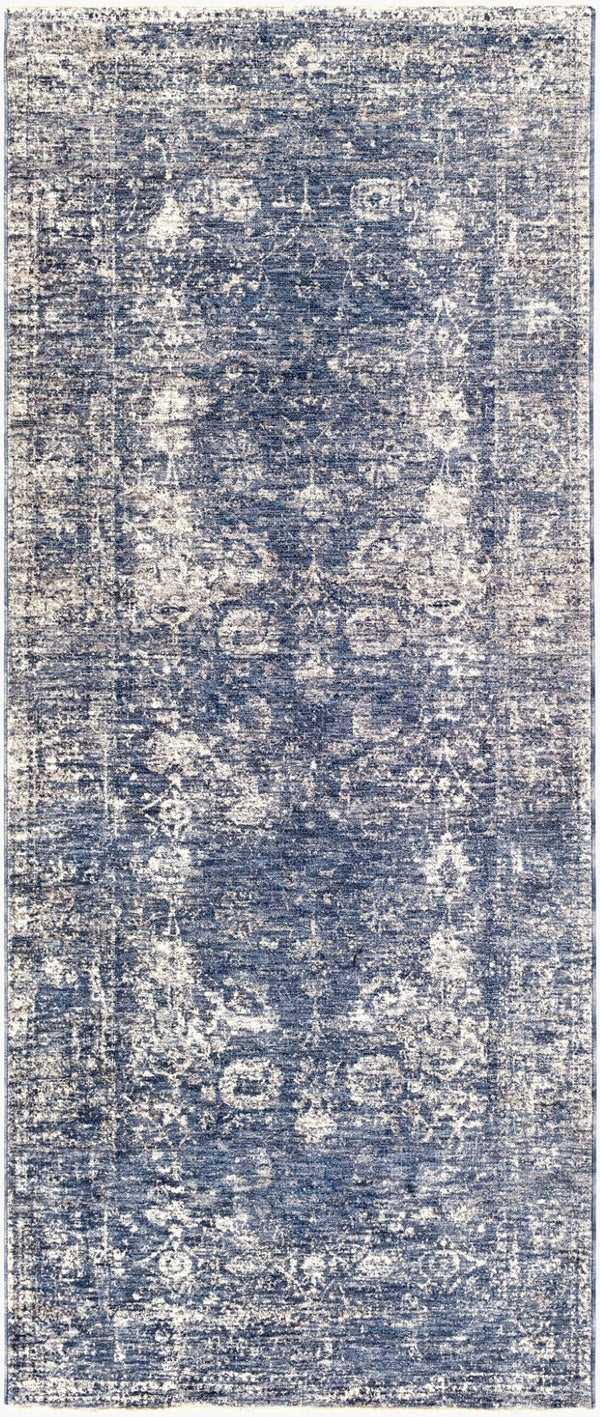 Livabliss Lincoln Oversized Polyester Area Rug with Fringe Traditional Style for Living Dining Rooms Navy, Denim 3'3" x 8' LIC2303-338