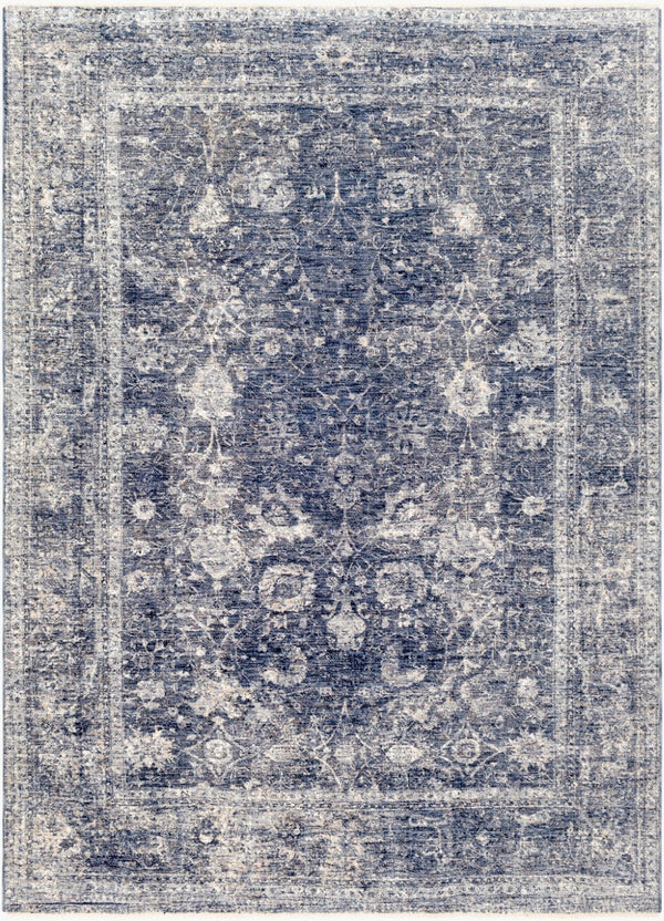Livabliss Lincoln Oversized Polyester Area Rug with Fringe Traditional Style for Living Dining Rooms Navy, Denim 11'6" x 15'6" LIC2303-116156