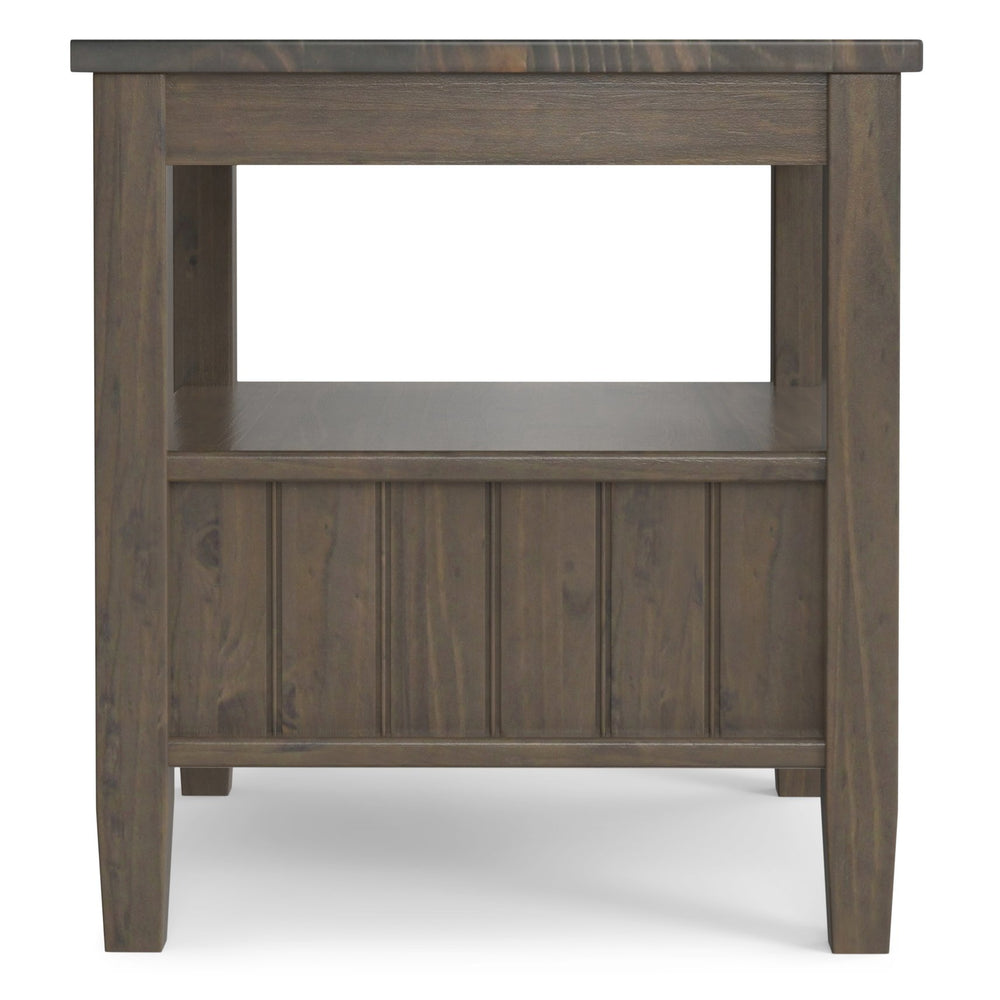 English Elm Lev Smoky Brown End Table with Drawer & Open Shelf, Handcrafted Solid Wood, Transitional Style B136P158823