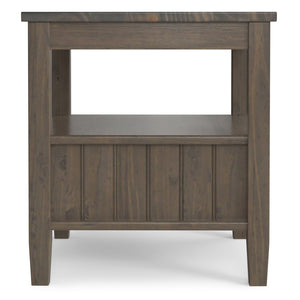 English Elm Lev Smoky Brown End Table with Drawer & Open Shelf, Handcrafted Solid Wood, Transitional Style B136P158823