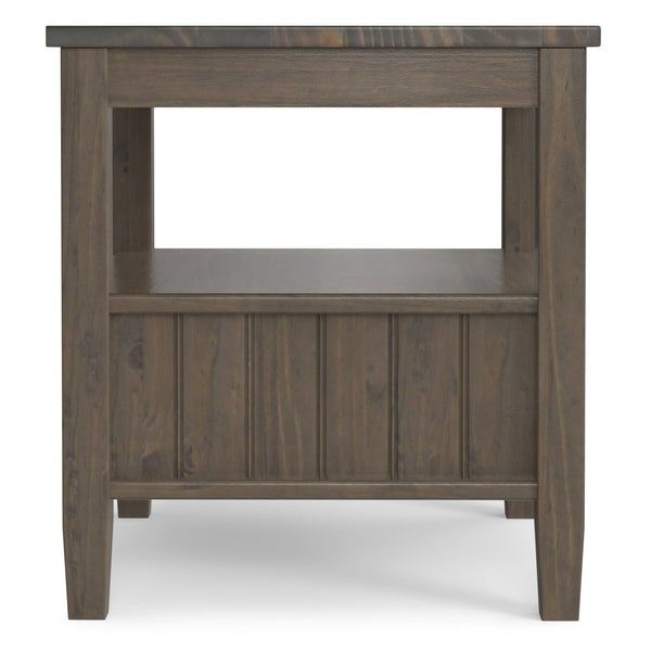 English Elm Lev Smoky Brown End Table with Drawer & Open Shelf, Handcrafted Solid Wood, Transitional Style B136P158823