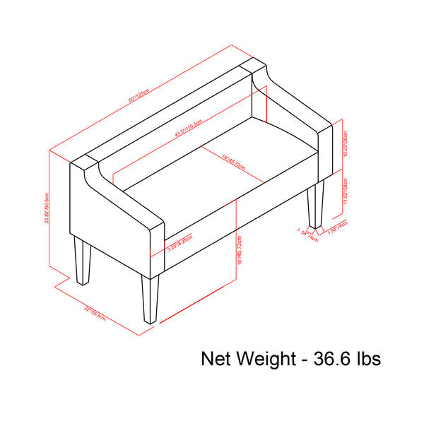 English Elm Parris Upholstered Bench with Tweed Fabric, High-Density Foam & Springs, Versatile Entryway Seat Dark Gray B136P159228