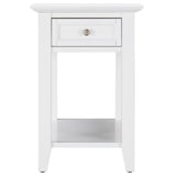 Homelegance By Top-Line Cerie 1-Drawer Side Table with Charging Station White Wood