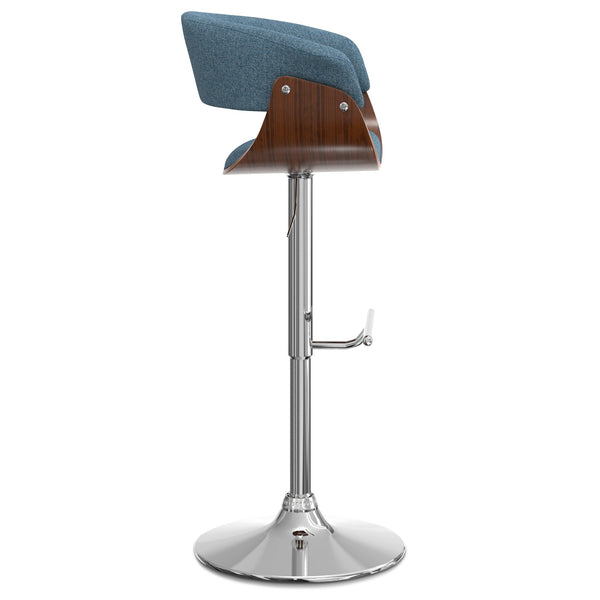 English Elm Sheldon Adjustable Swivel Bar Stool with Gas Lift and Walnut Bentwood Frame, Mid-Century Modern Design Blue B136P159602