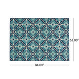 Christopher Knight Home® - Noble House - Morroco Outdoor 5'3" X 7' Trellis Area Rug, Navy and Blue