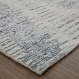 Feizy Rugs Brighton Wool/Viscose Hand Knotted Industrial Rug Ivory/Blue/Gray 8' x 8' Round
